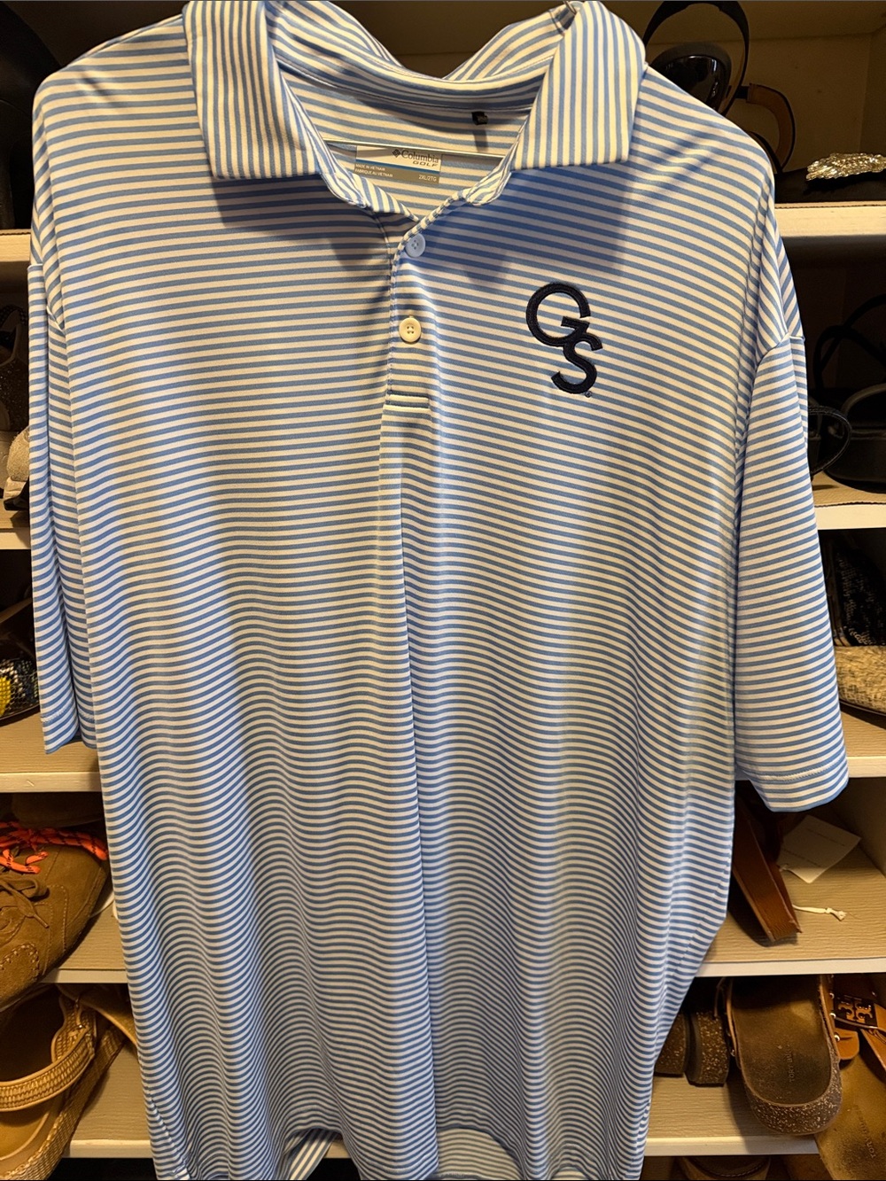 Georgia Southern Columbia men’s polo blue and white striped